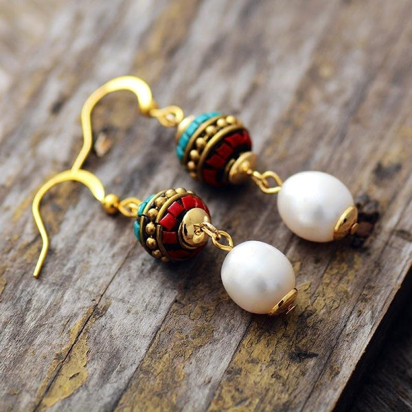 Boucles d'oreilles pendantes en perles de la plage bohème