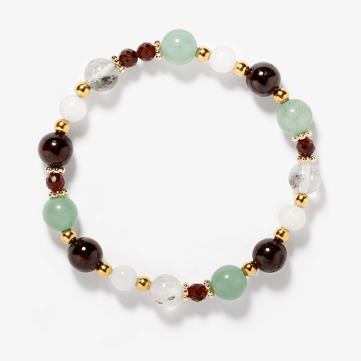 Garnet,Green Aventurine,Phantom Quartz,White Jade Bracelet