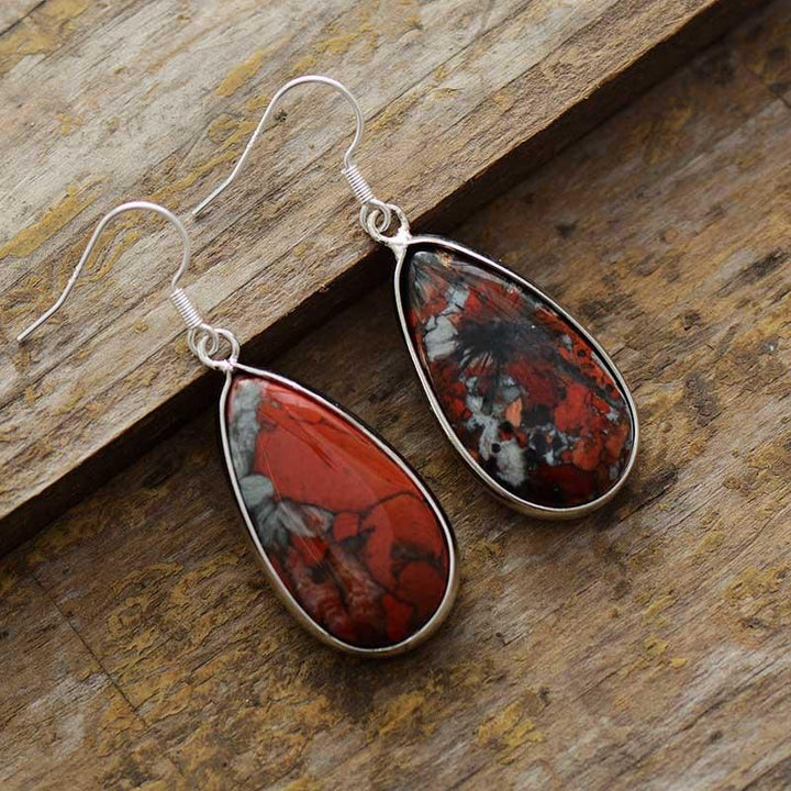 Vintage Red Natural Jasper Earrings - youwows