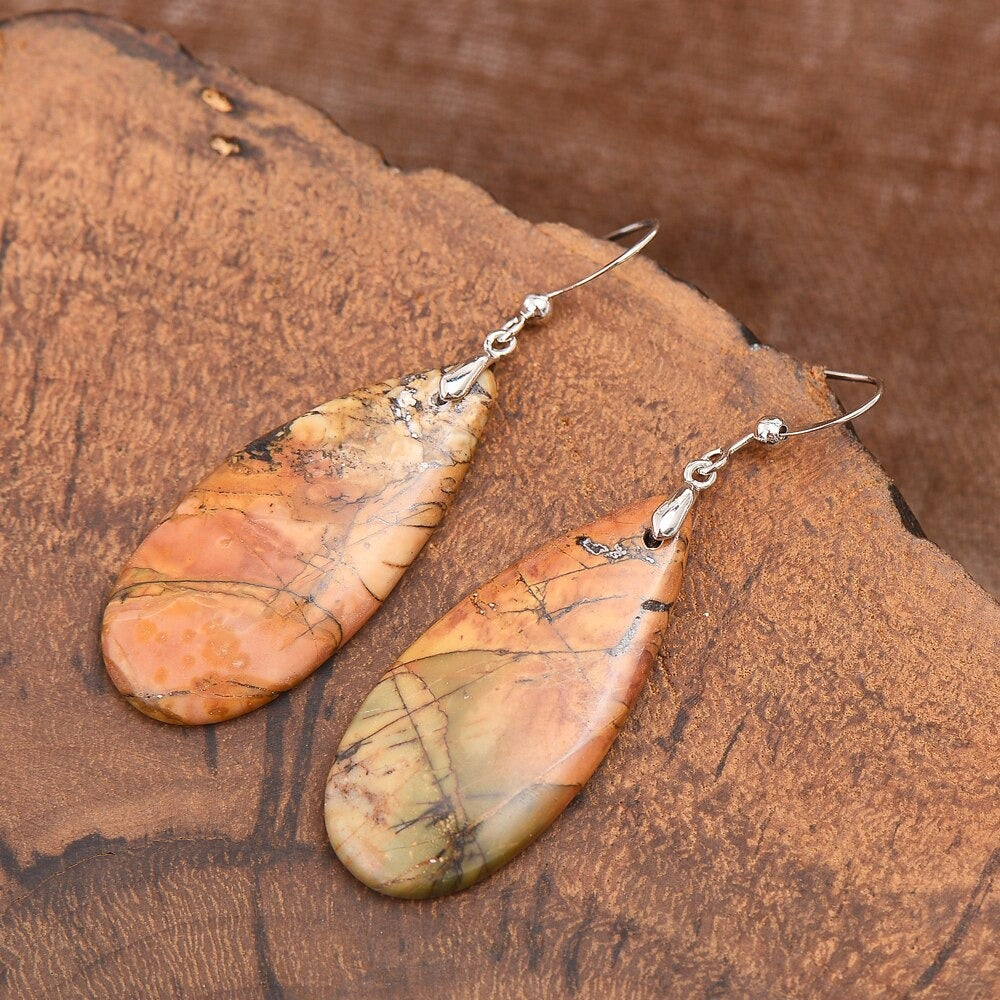 Boucles d'oreilles en jaspe Picasso Maple Leaf