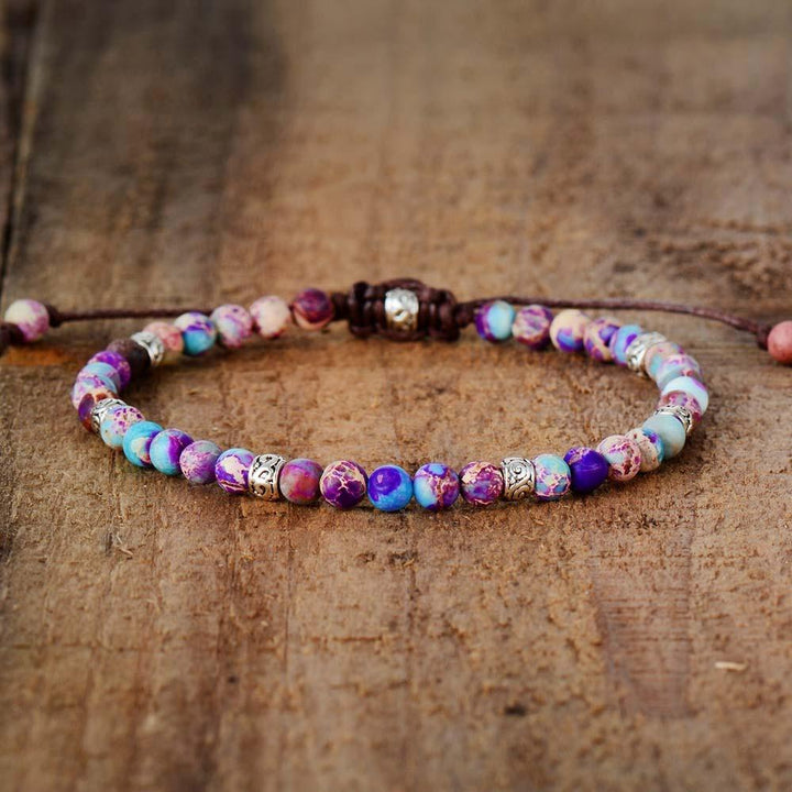 Tibetan Wisdom Purple and Blue Impression Jasper Friendship Bracelet - youwows