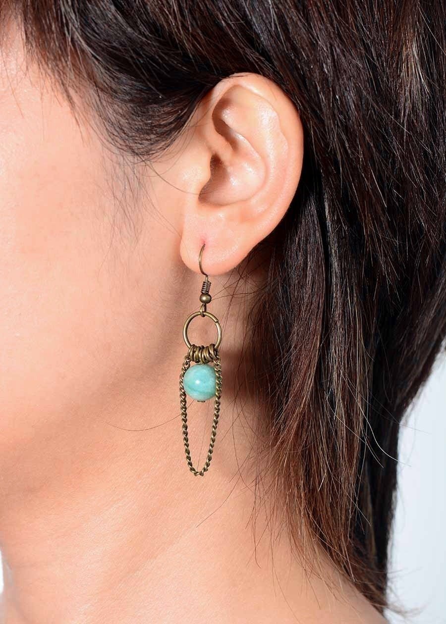 Vintage Amazonite Chandelier Drop Earrings - youwows