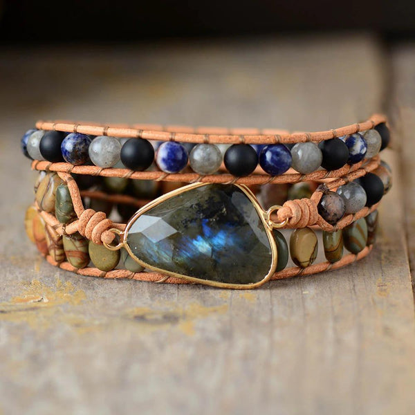 Labradorite Wanderer Wrap Bracelet - youwows