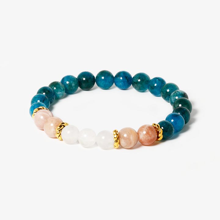 Apatite,Strawberry Quartz & White Jade Bracelet