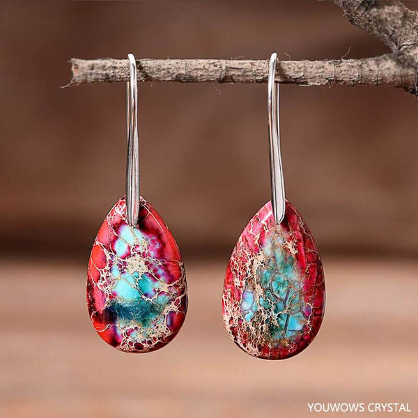 Boucles d'oreilles en jaspe "Holiday Spirit" en forme de larme