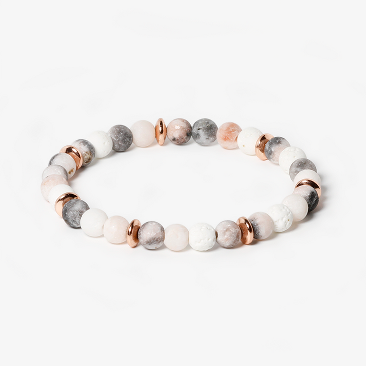 Pink Zebra Jasper,Lava Stone Bracelet