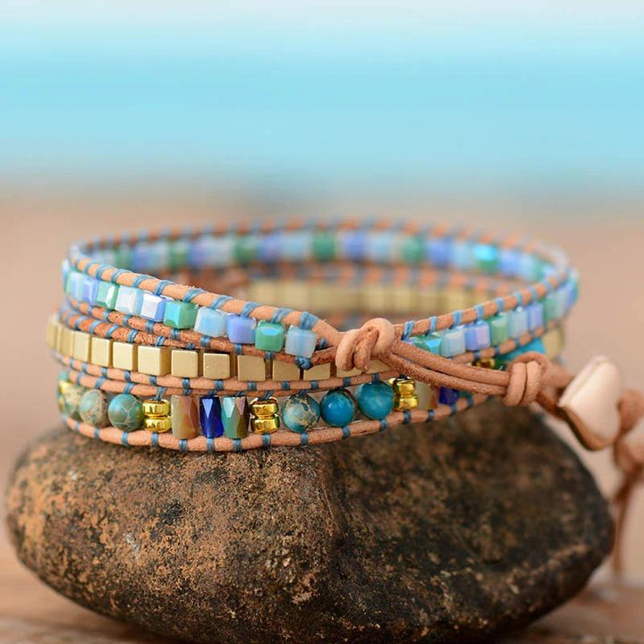 Natural Ocean Eye Turquoise Handmade Wrap Bracelet - youwows