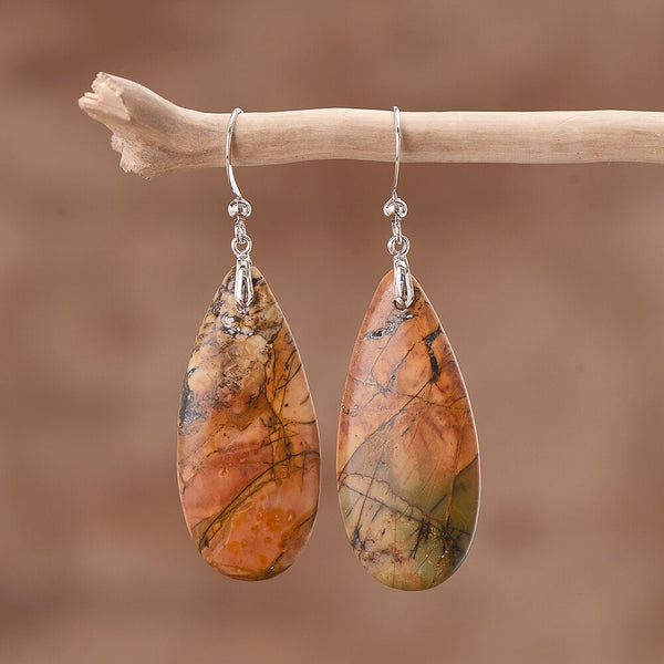 Boucles d'oreilles en jaspe Picasso Maple Leaf